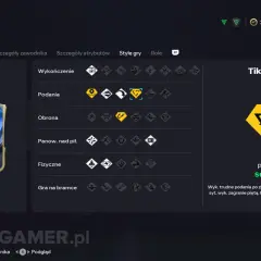 Karta zawodnika Piotra Zielińskiego z atrybutami i stylem gry "Tiki-taka+", idealna do precyzyjnych podań.