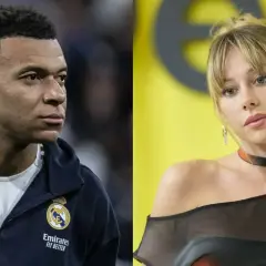 Kylian Mbappé i jego dziewczyna, Ester Expósito, na dwóch oddzielnych zdjęciach.