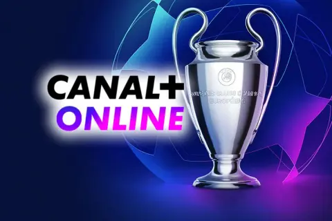 Puchar Ligi Mistrzów i logo Canal+ Online. Dowiedz się, gdzie oglądać mecze w ramach liga mistrzów 2022.