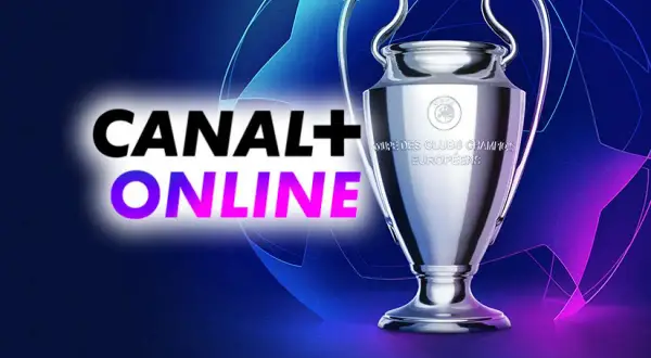 Puchar Ligi Mistrzów i logo Canal+ Online. Dowiedz się, gdzie oglądać mecze w ramach liga mistrzów 2022.