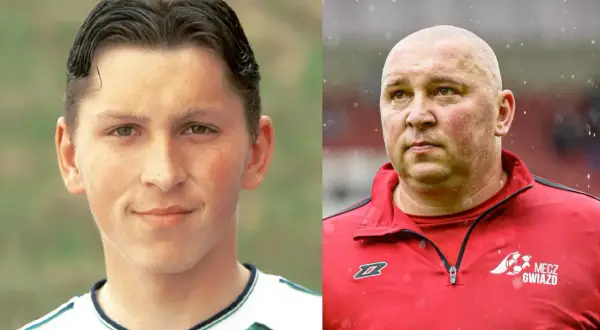 Mariusz Lewandowski jako młody chłopak i jako dojrzały mężczyzna.