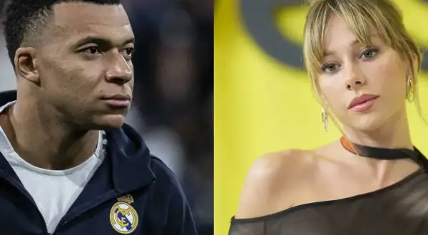 Kylian Mbappé i jego dziewczyna, Ester Expósito, na dwóch oddzielnych zdjęciach.