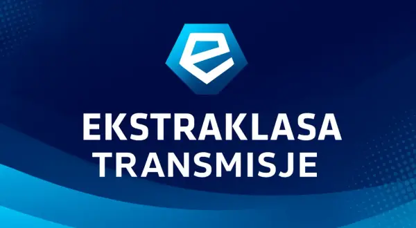 Logo Ekstraklasy i napis "EKSTRAKLASA TRANSMISJE". Czekamy, aż gra Ekstraklasa!