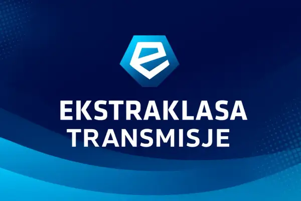 Logo Ekstraklasy i napis "EKSTRAKLASA TRANSMISJE". Czekamy, aż gra Ekstraklasa!